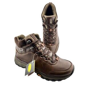 NIB $200 Eddie Bauer Men’s 9 Cairn Mid Hiking Boots Shoes Brown Leather Vibram